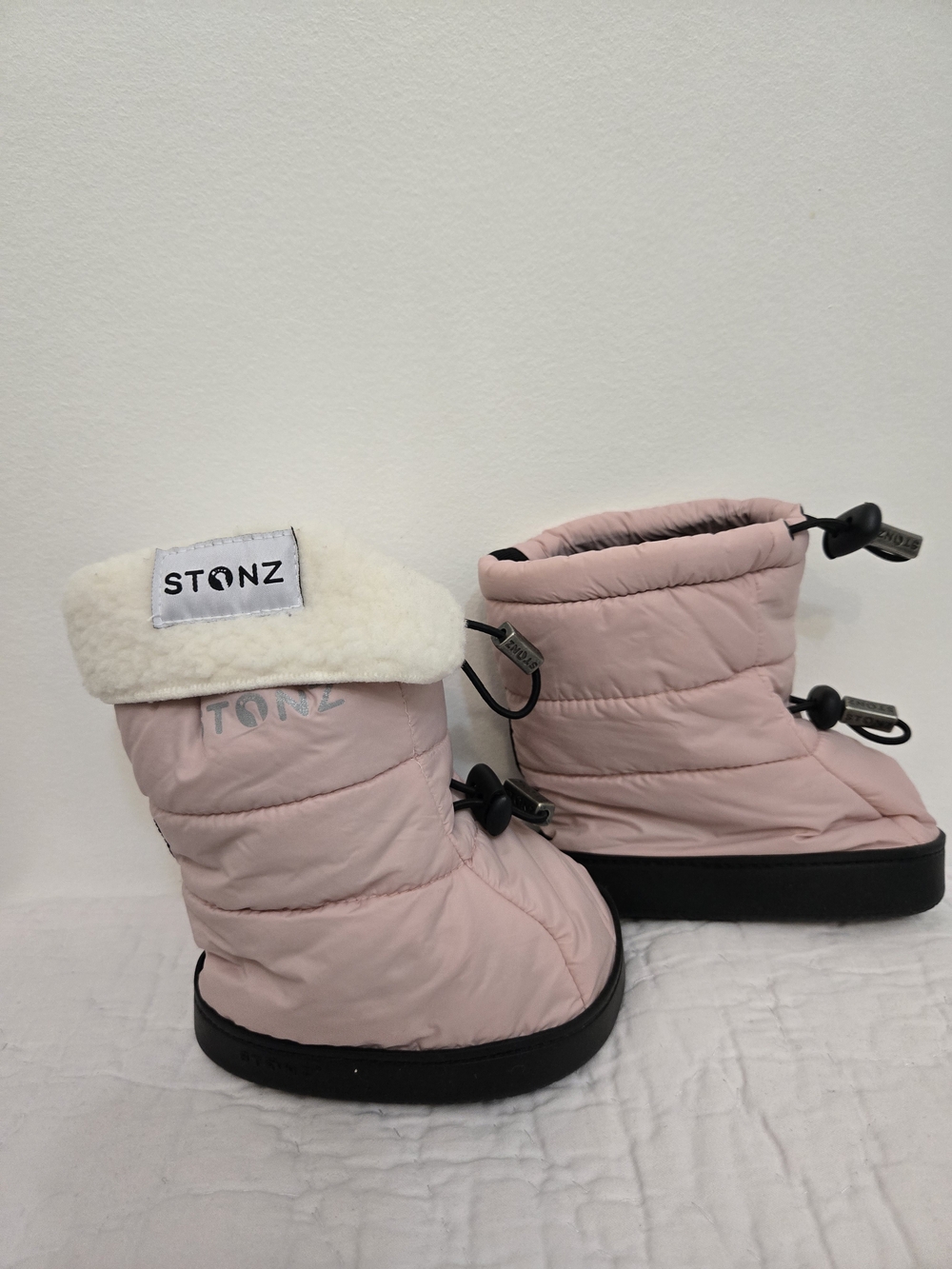 Stonz Toddler Pink Insulated Booties with Faux-Shearling Cuff Insert Size Large